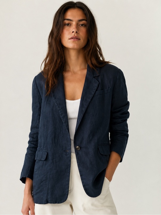 Abercrombie & Fitch Jackets & Blazers - Abercrombie & Fitch navy blue linen blazer size S